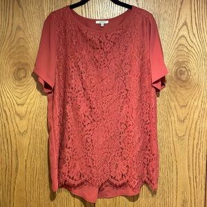 Jodifl lace top dark coral. Small